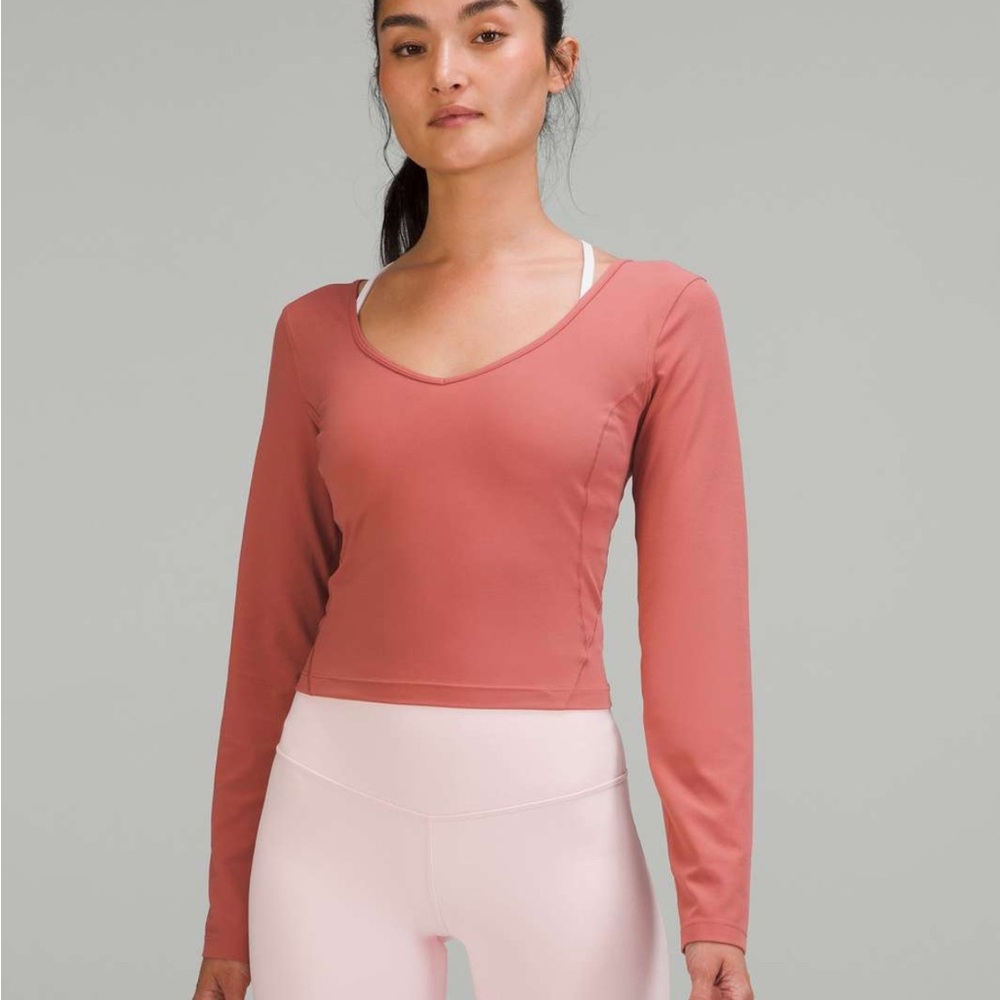 Women's Long Sleeve V-Neck Top - Pink